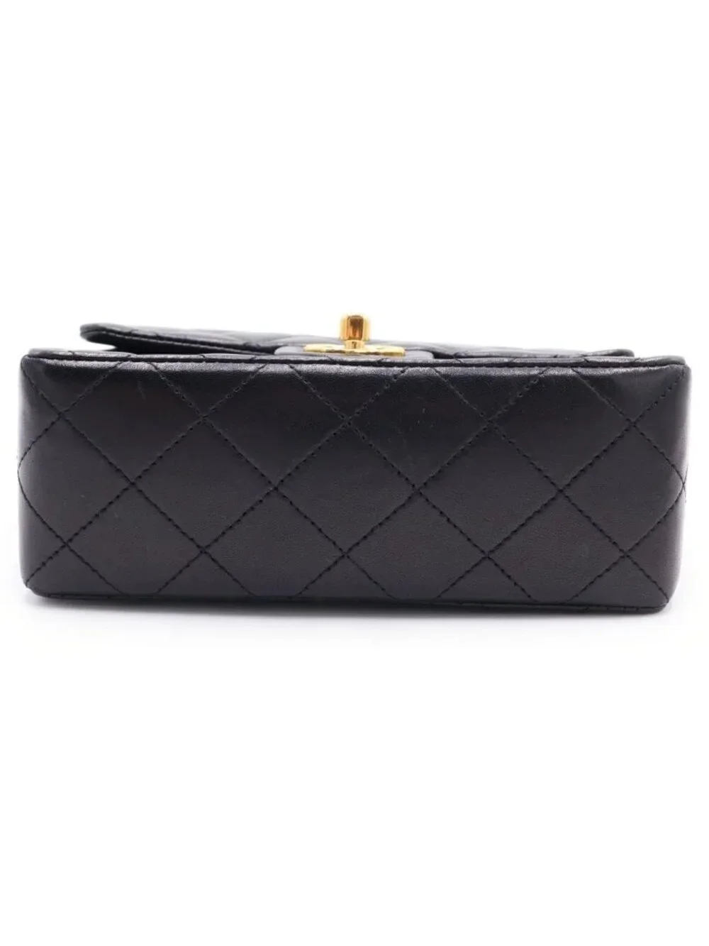 Chanel Mini Quilted 17 CC Logo Chain Shoulder Back Single Flap Gold Lambskin